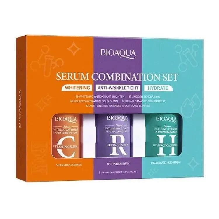 Bioaqua 3 in 1 Serum Combination Set | Whitening, Anti-Wrinkle, Hyaluronic Acid Serum