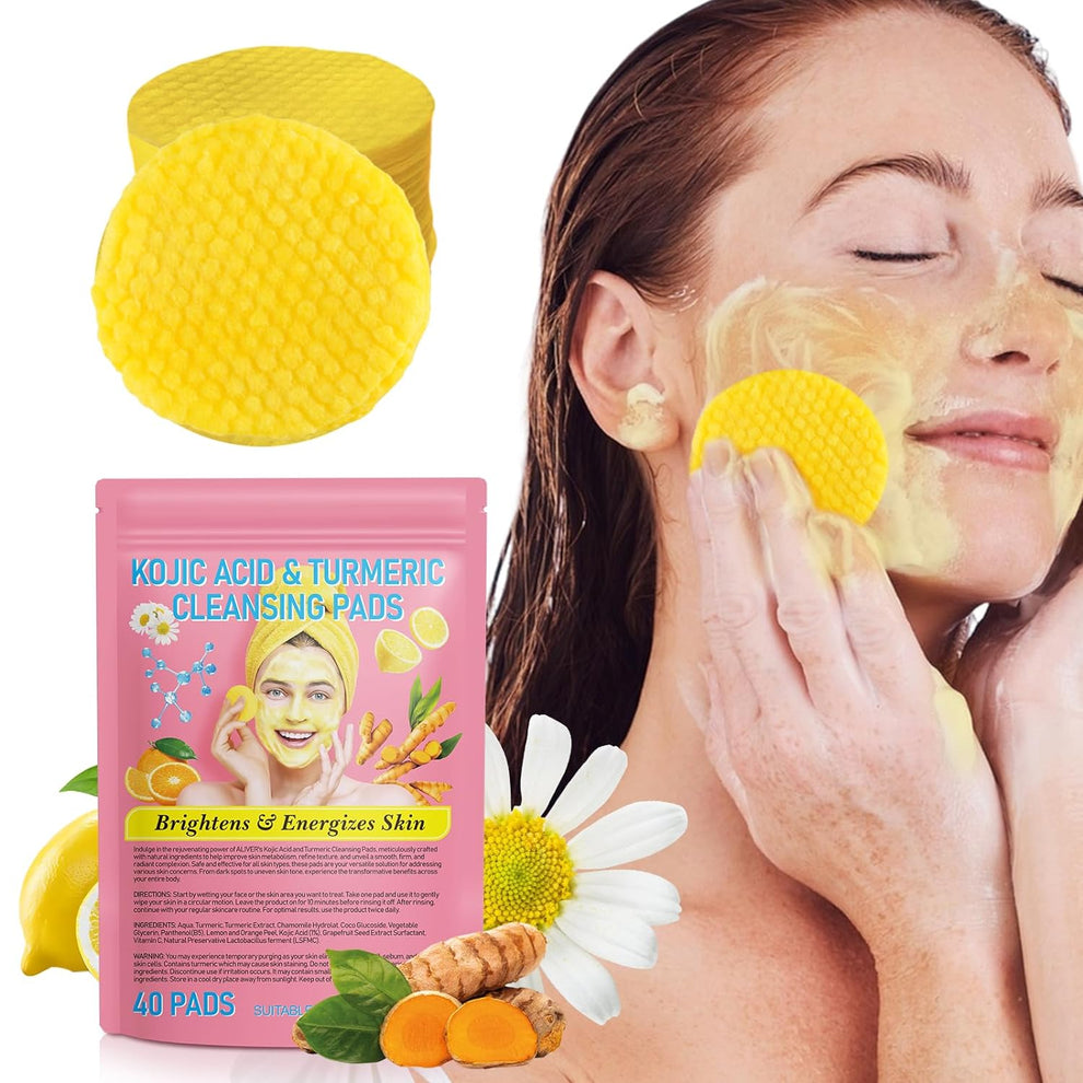 Kojic Acid & Turmeric Cleansing Pads for Glowing Skin | Brighten, Exfoliate, & Refresh.