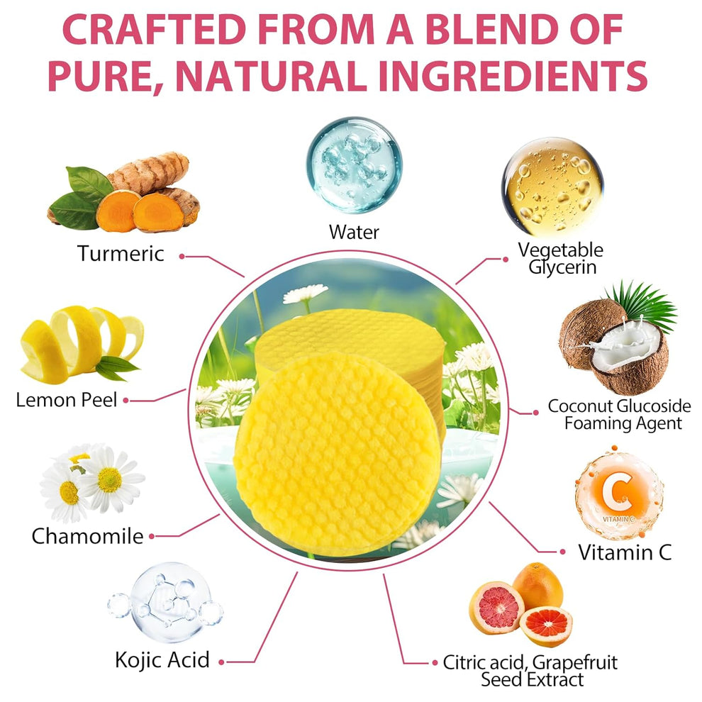 Kojic Acid & Turmeric Cleansing Pads for Glowing Skin | Brighten, Exfoliate, & Refresh.