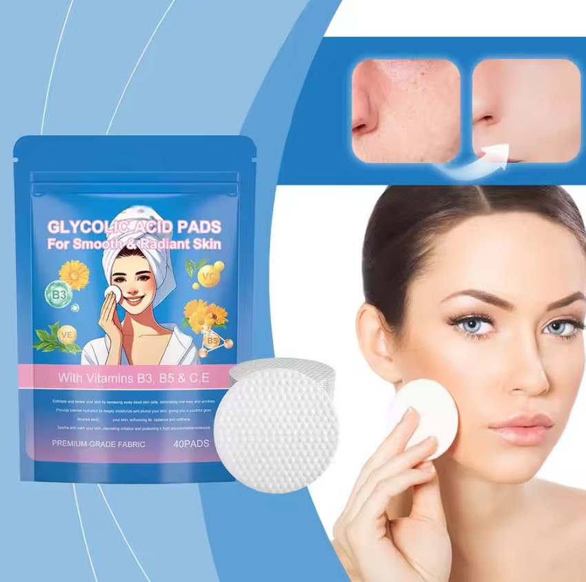 Glycolic Acid Cleansing Pads 40 Count - Exfoliating Face Pads for Acne, Dark Spots & Glowing Skin