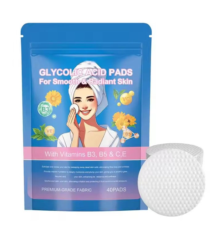 Glycolic Acid Cleansing Pads 40 Count - Exfoliating Face Pads for Acne, Dark Spots & Glowing Skin