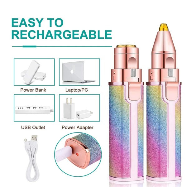 Electric Eyebrow Trimmer "2 in 1" Makeup Painless Eyebrow Epilator.