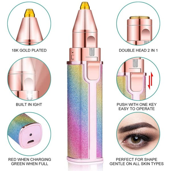 Electric Eyebrow Trimmer "2 in 1" Makeup Painless Eyebrow Epilator.