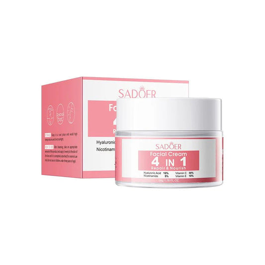 SADOER Facial Cream 4-in-1 Repair & Nourish - Hyaluronic Acid, Vitamin C, E & Niacinamide