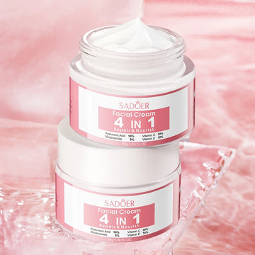 SADOER Facial Cream 4-in-1 Repair & Nourish - Hyaluronic Acid, Vitamin C, E & Niacinamide