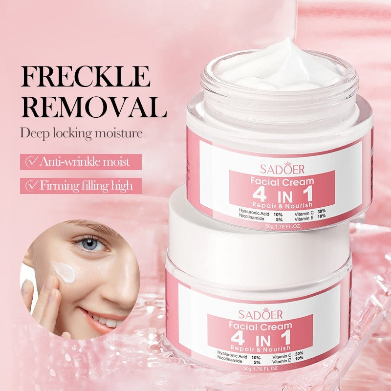 SADOER Facial Cream 4-in-1 Repair & Nourish - Hyaluronic Acid, Vitamin C, E & Niacinamide